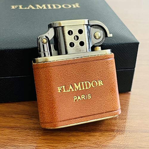 法国品牌FLAMIDOR欧式手工贴皮复古超薄经典506式九门煤油打火机