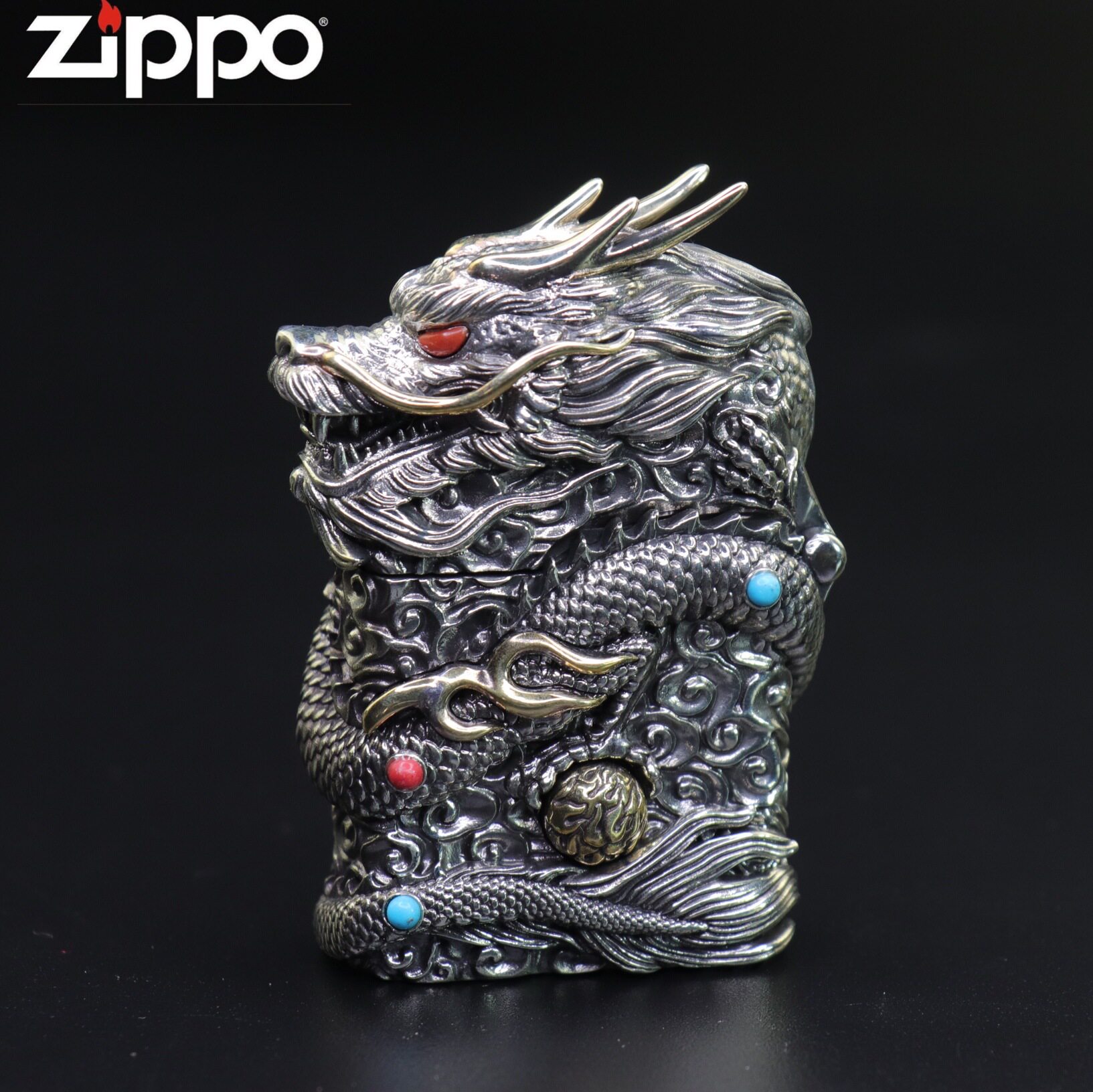 官正品ZIPPO芝宝美国原版防风砂轮煤油打火机手工中国神龙重盔甲