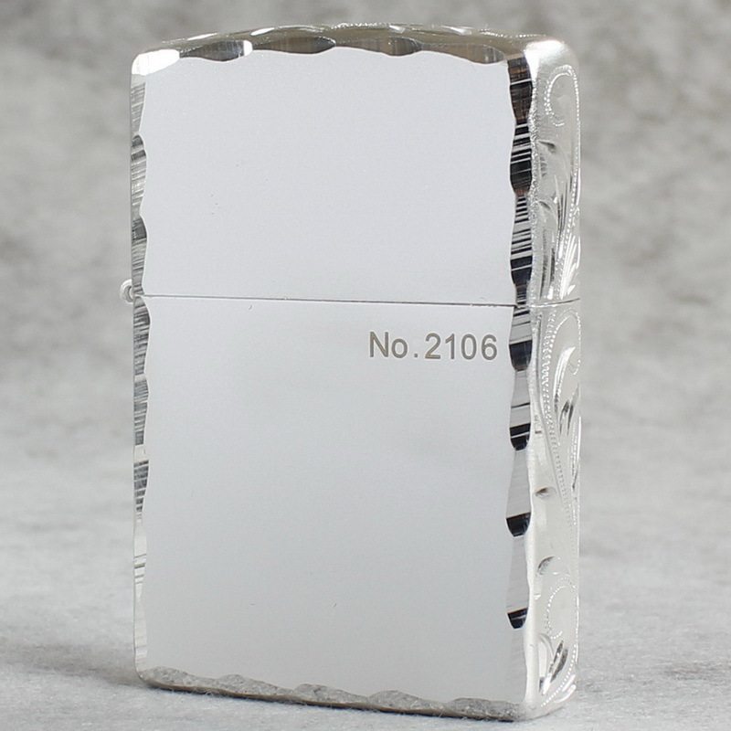 zippo煤油打火机官正品美国芝宝日韩版磨砂镀银色侧雕唐草富贵花