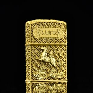 zippo煤油打火机官正品美国芝宝金银色套壳镂空花丝国潮马上有钱