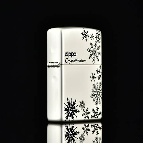 zippo煤油打火机官正品美国芝宝韩版砂铬银色数码感雪花漫天飞舞