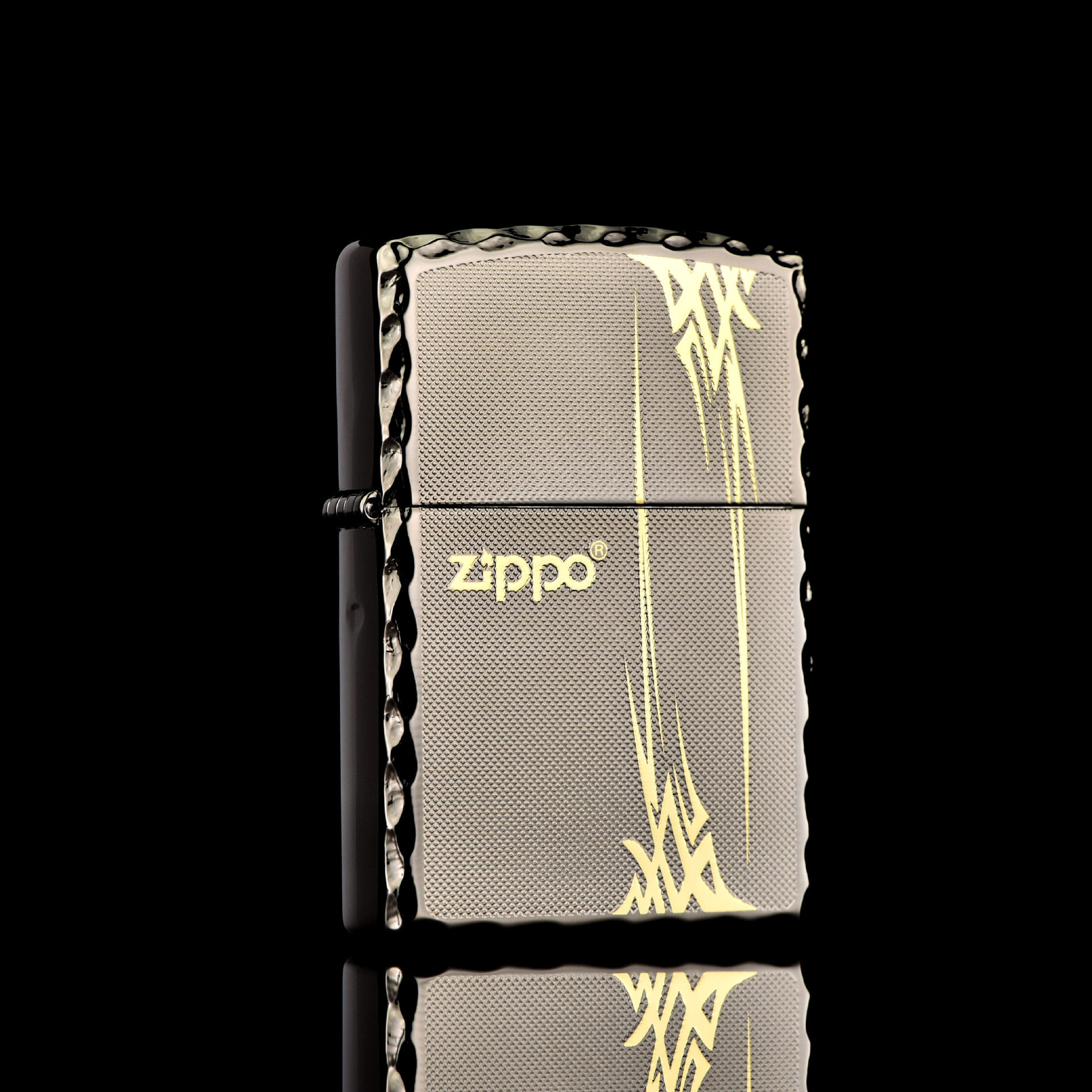 zippo煤油打火机官正品美国芝宝韩版银黑色冰面刻边四君子兰花草