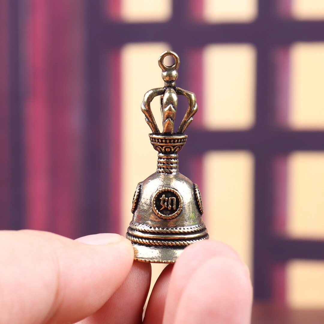 纯黄铜复古法手工匠作旧典藏艺术吉祥如意铃铛中国风汽钥匙扣挂件