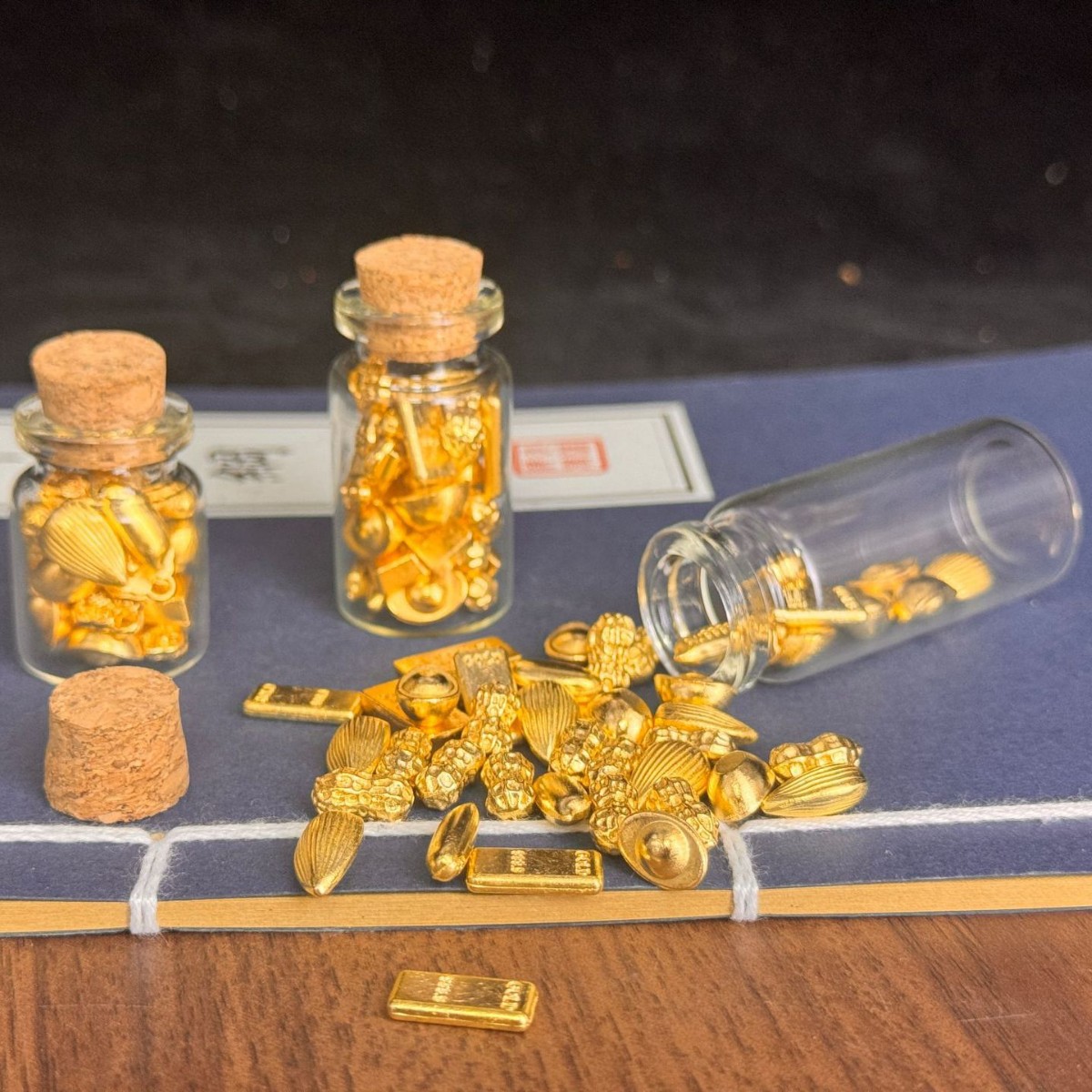 合金属沙金色花生如意瓜子金条砖礼品收藏奖牌徽章金豆配件玻璃瓶