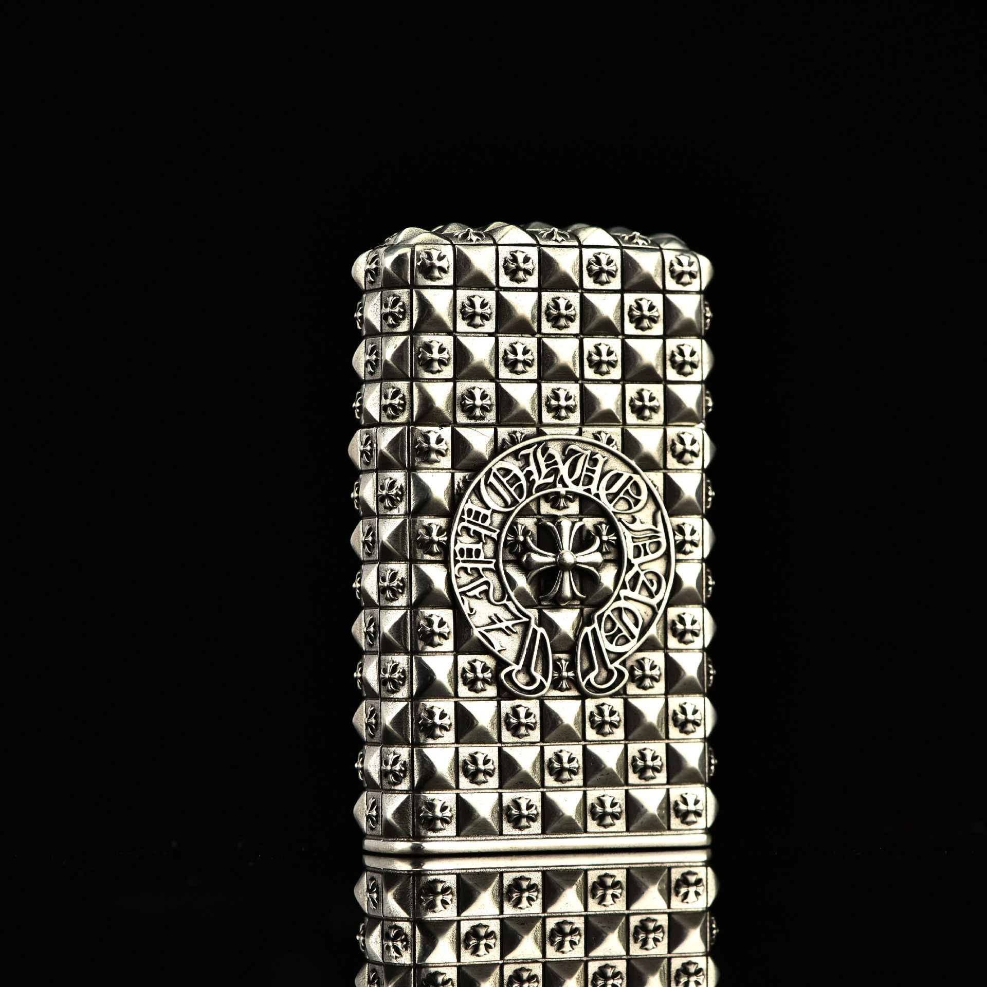 zippo煤油打火机官正品美国芝宝古银色套壳纤巧窄款克洛十字花纹