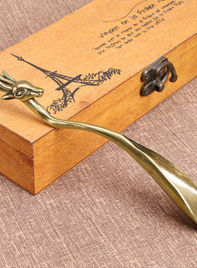 黄铜手工精雕麋鹿茶勺国潮