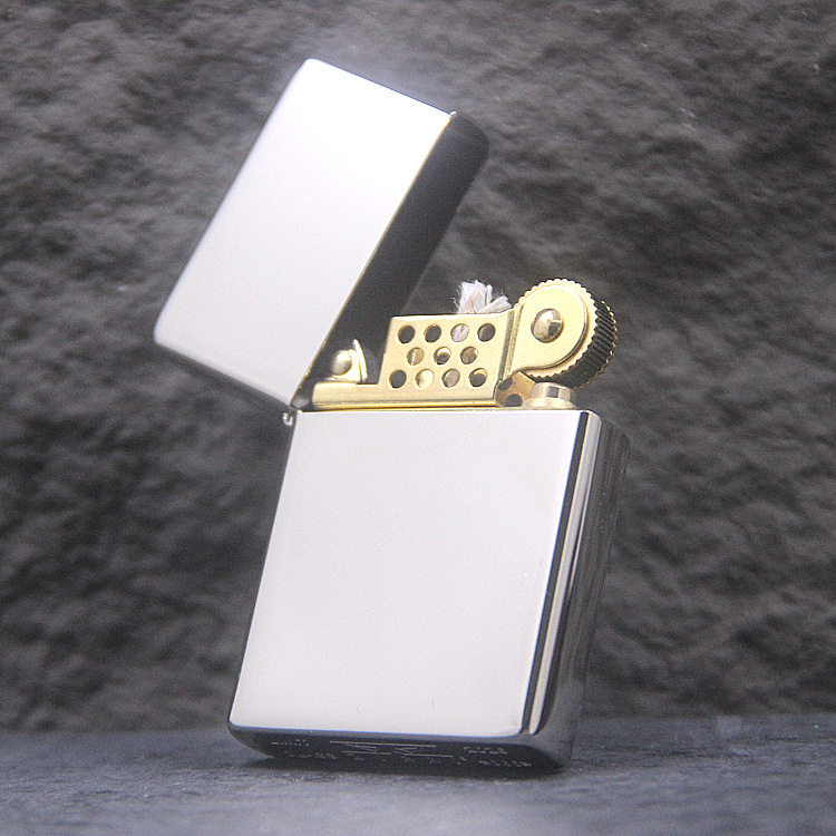 zorro佐罗正品砂轮煤油打火机铜壳二代平头超薄金银色原铜光板礼