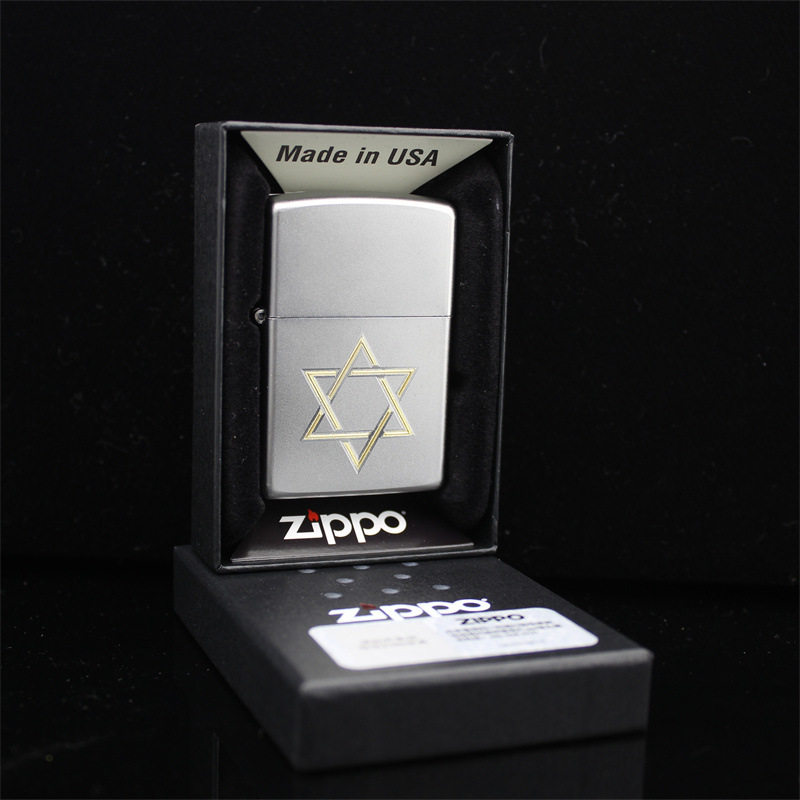 官正品ZIPPO芝宝美国原版防风砂轮煤油打火机六芒星锻纱镀铬雕刻
