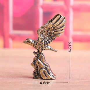 纯黄铜复古法手工匠作旧典藏艺术老雄鹰展翅飞翔鹏程万里摆件茶宠