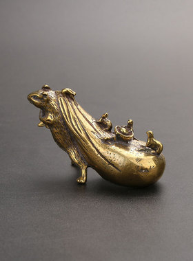 铜老鼠汽车摆件运财黄金创意工艺