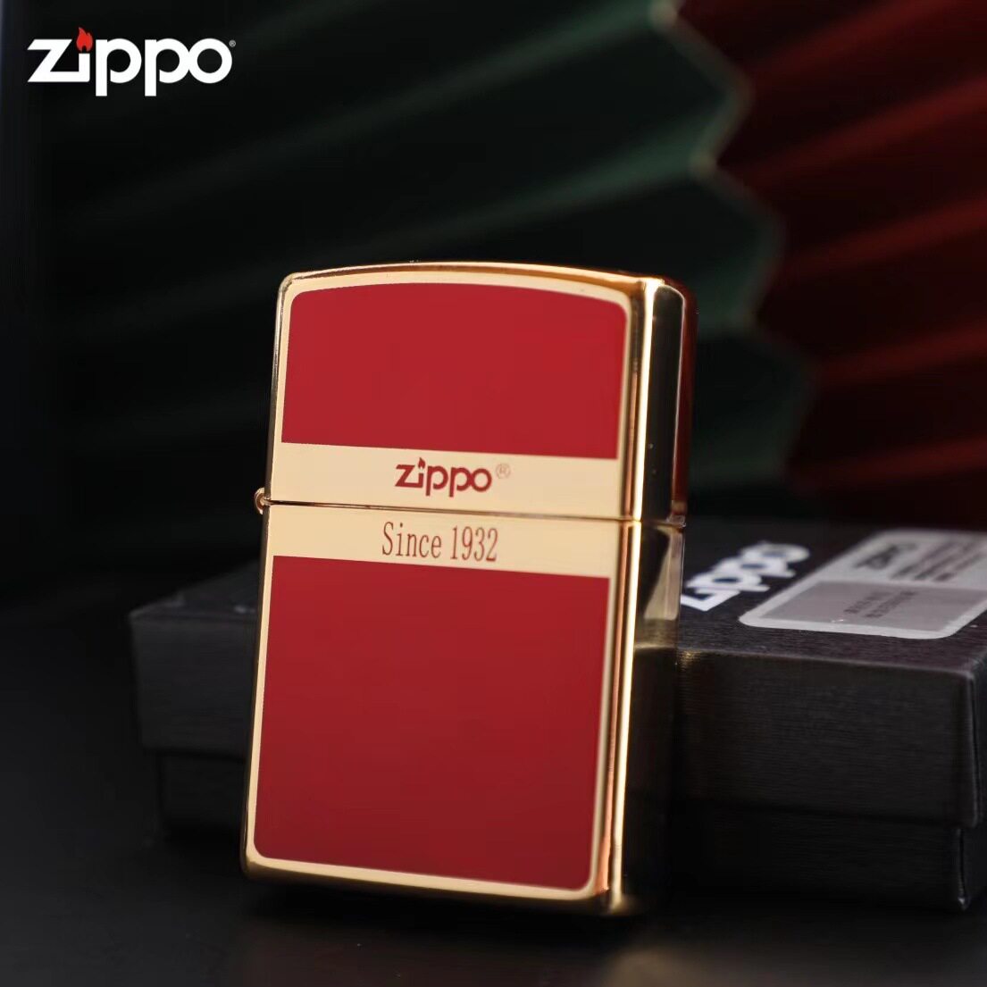 官正品ZIPPO芝宝美国原版防风砂轮煤油打火机1932商标起源金红色