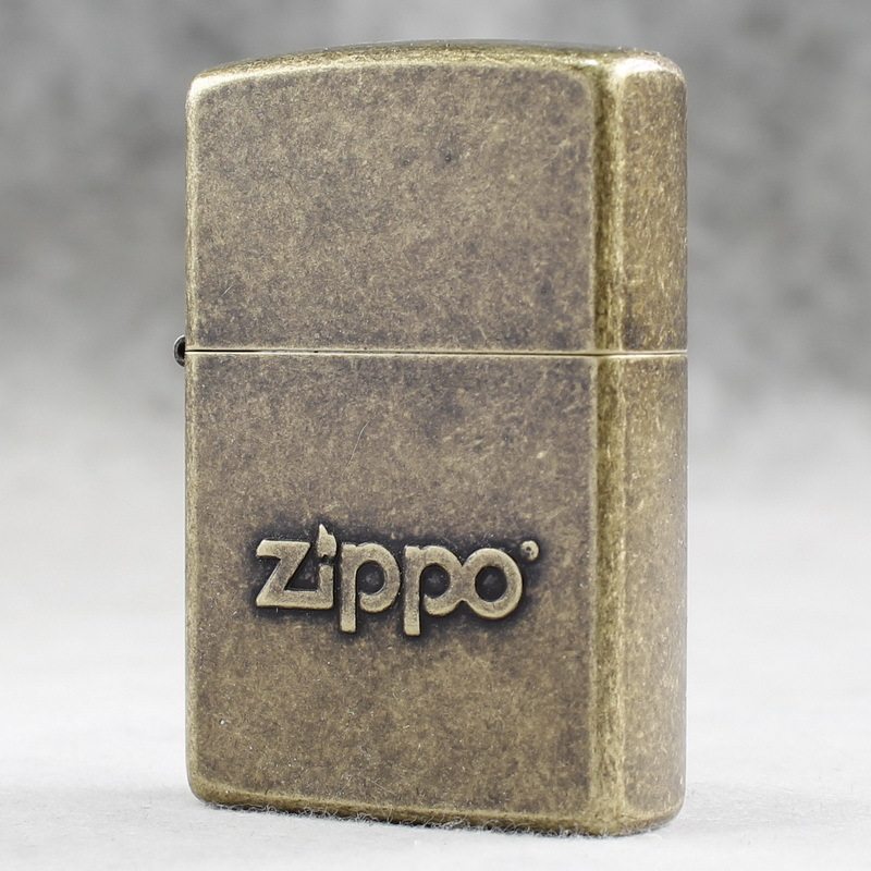 zippo煤油打火机官正品美国芝宝黄色古铜滚花光板冲压商标志男士