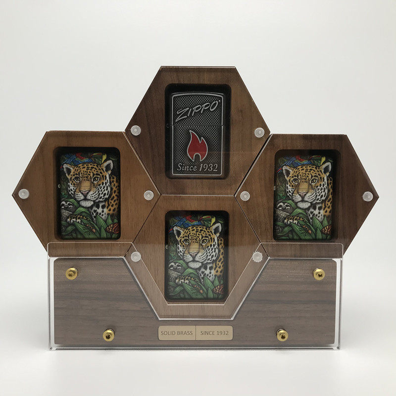 通用zi煤油打火机收藏盒胡桃木收纳盒展示架桌面轻奢火机展示盒礼