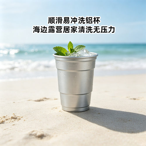 跨境热销16oz食品级卷边铝杯户外派对露营奶茶冷饮杯现货支持印标