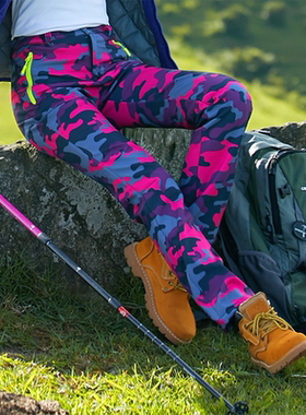 33000ft户外冲锋裤女冬季加绒加厚防水裤子男防风弹力软壳抓绒裤