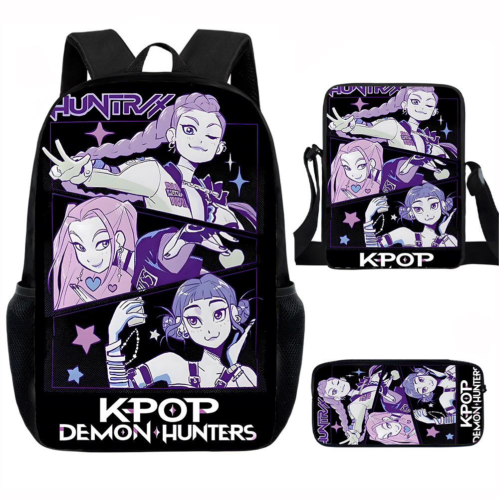 K-POP猎魔女团KPop Demon Hunters学生书包三件套儿童斜挎包笔盒