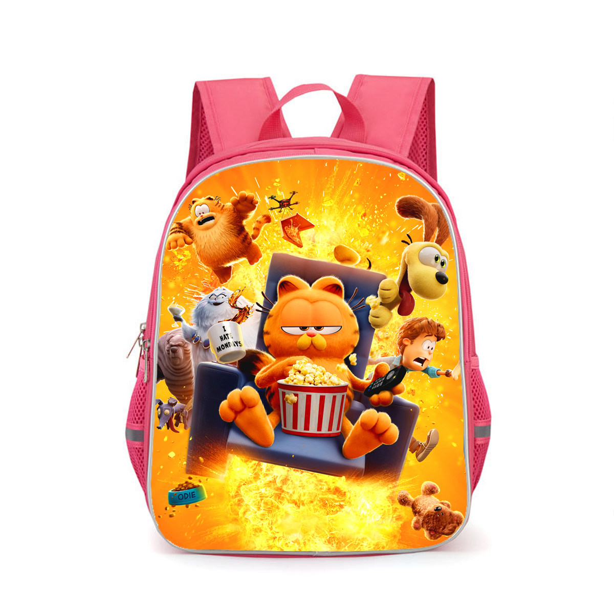 加菲猫小学生书包卡通可爱的粉红色幼儿园双肩包双层大容量背包女