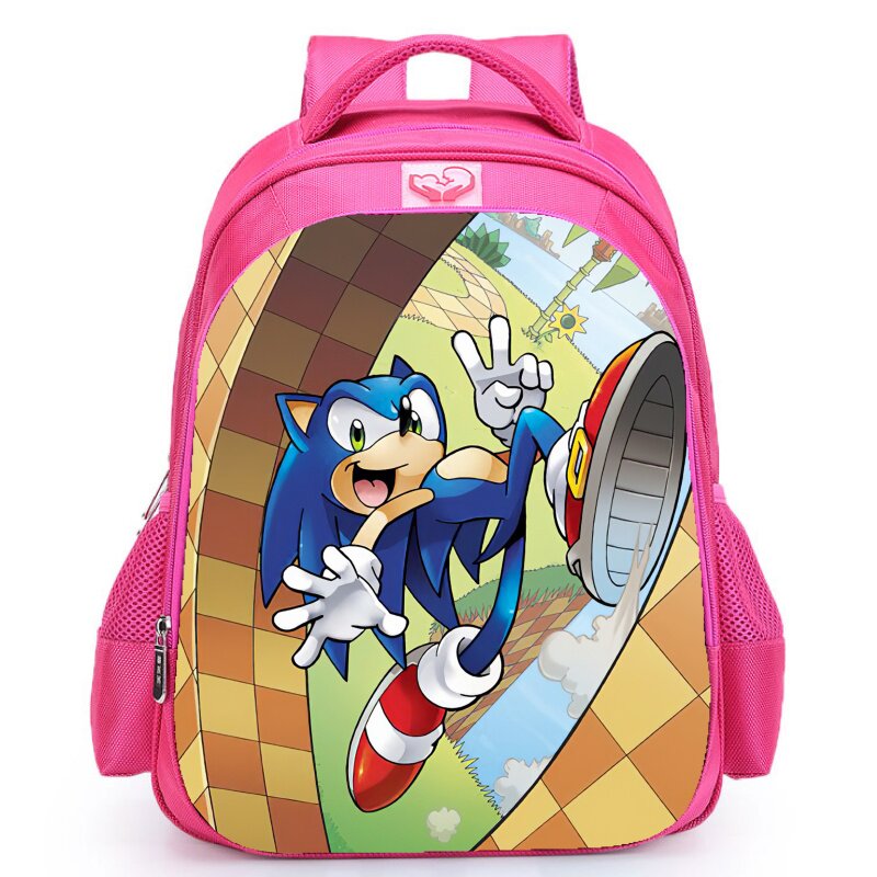 刺猬索尼克小学生书包双层大容量粉红色女童双肩包护脊肩负背包潮