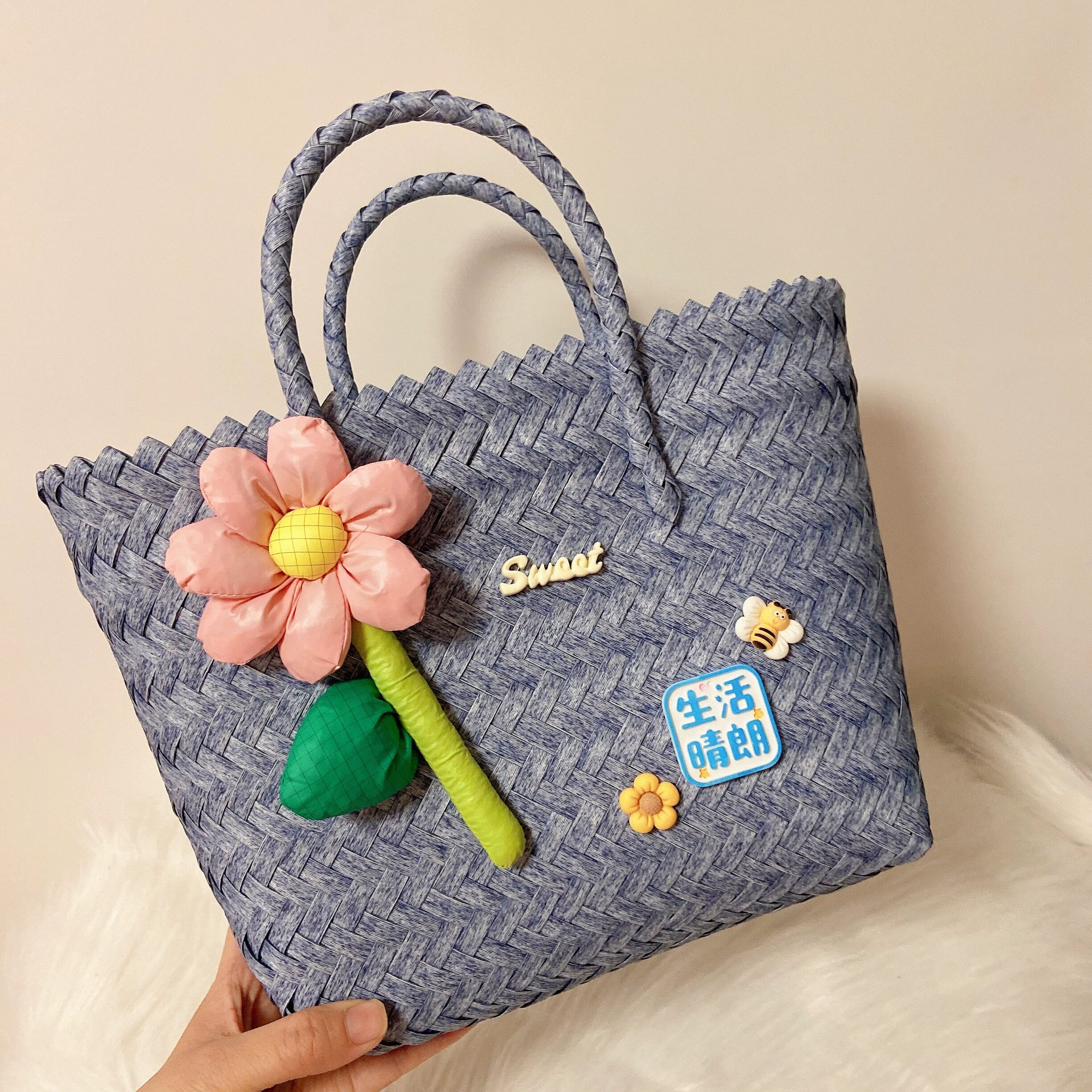 新款手工编织包成品百搭菜篮子包防水结婚满月回礼伴手礼小众ins