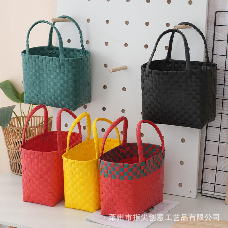 塑料手工编织菜篮手提购物篮