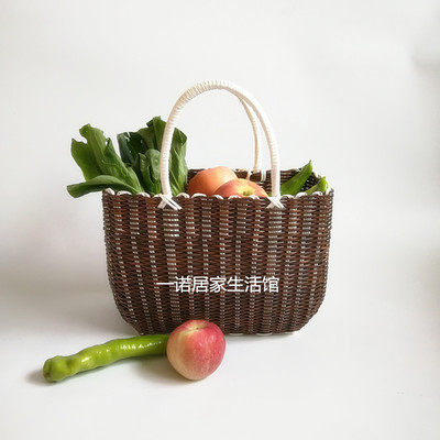 外贸出口购物篮塑料编织洗澡篮