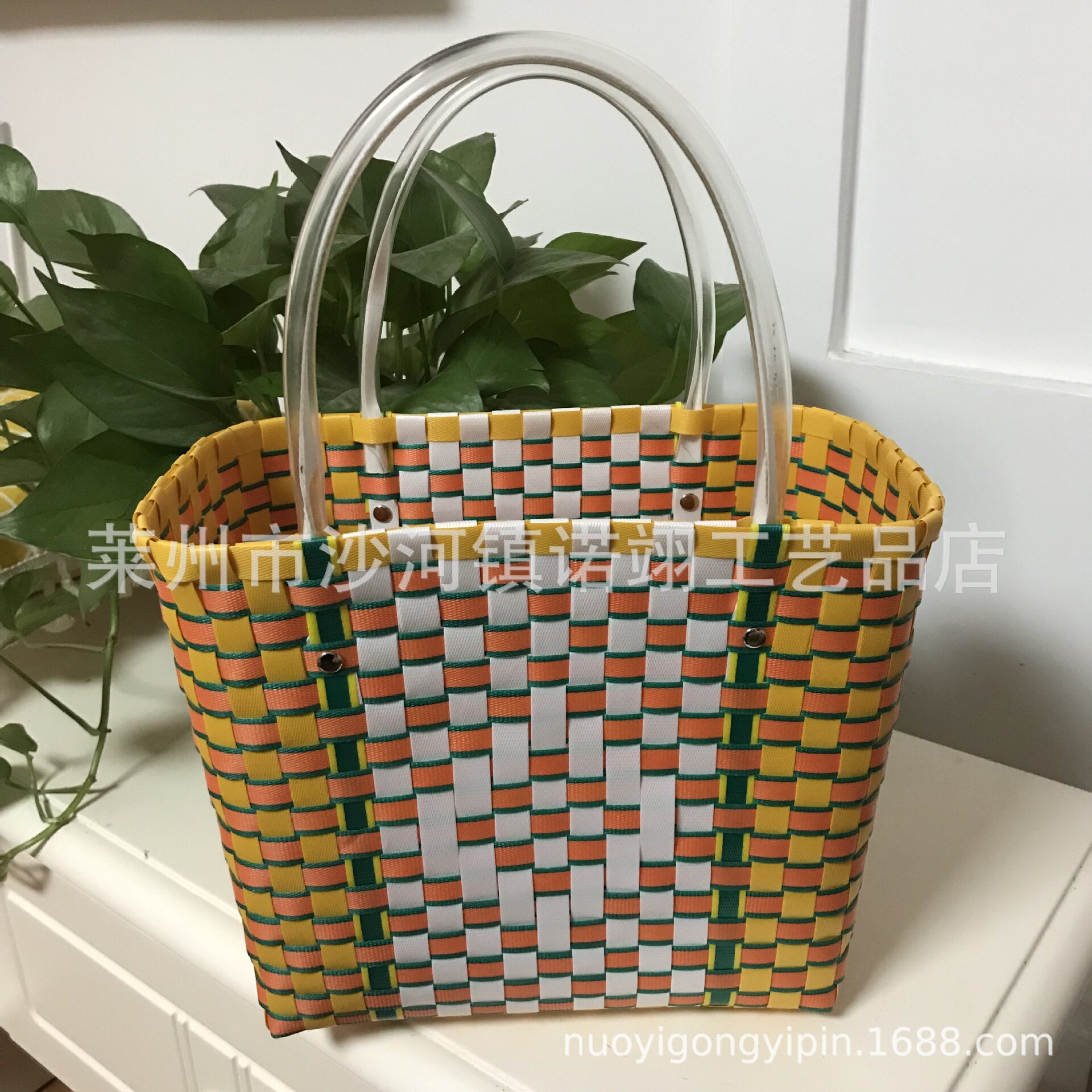 莱州塑料手编简约现代购物篮