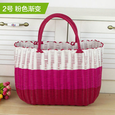 手工编织塑料买菜篮水果洗澡浴室针线玩具上香购物手提游泳宠物篮