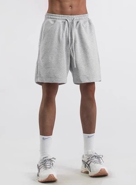 灰色重磅440G美式运动短裤男款潮牌夏季2025新款宽松休闲五分裤子