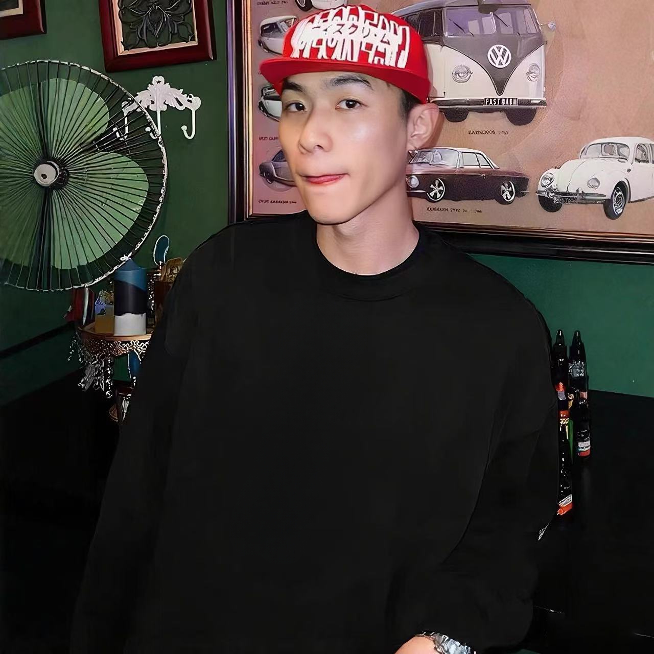 三本针300g重磅纯棉长袖t恤男女