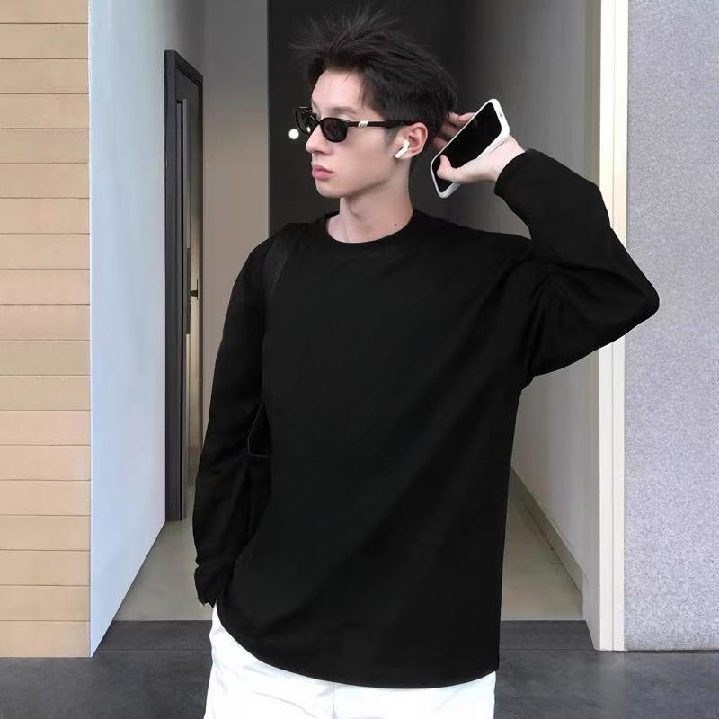 300G重磅纯棉长袖T恤男纯色内搭