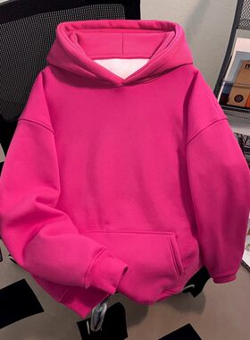 显白YYDS！火龙果色连帽卫衣秋冬