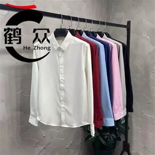 春季男长袖白色衬衫修身商务黑色衬衣网红社会精神小伙潮流寸衫12
