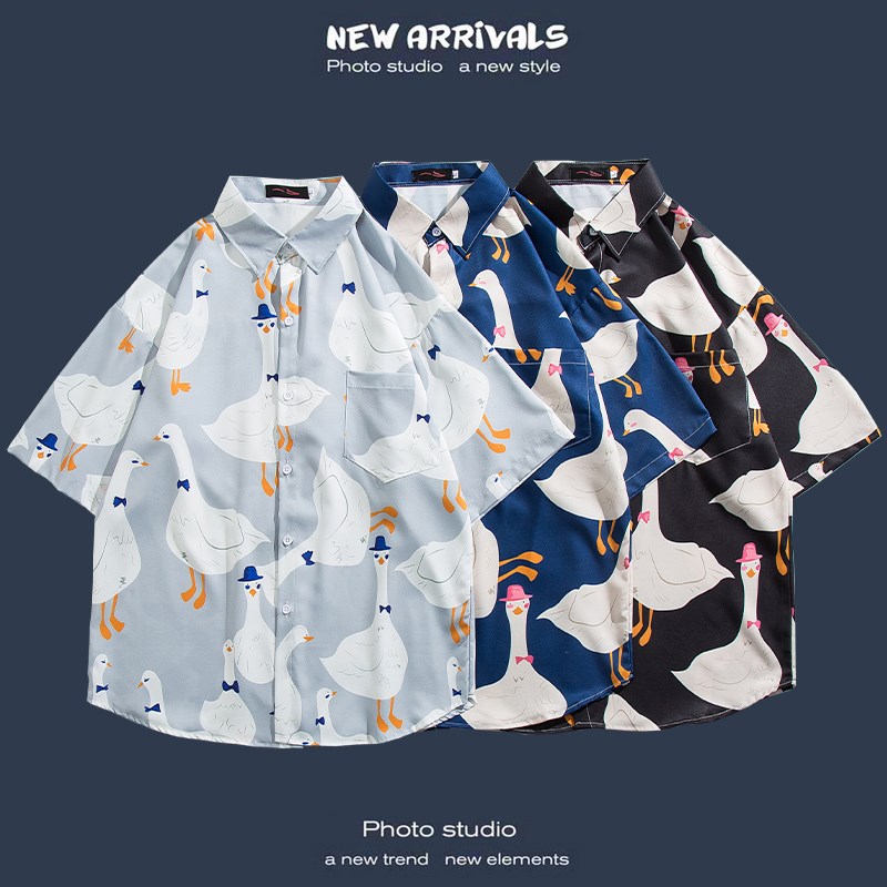 港风夏威夷海边沙滩度假衬衫短袖