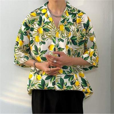 日系复古vintag港风花衬衫男女小众设计感潮流痞帅宽松短袖衬衣12