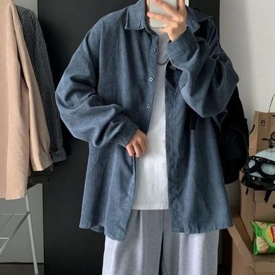 男士衬衫休闲韩版痞帅气灯芯绒外套ins潮流百搭港风秋季长袖衬衣