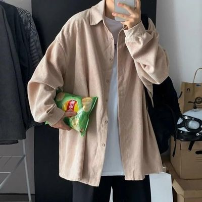 男士衬衫休闲韩版痞帅气灯芯绒外套ins潮流百搭港风春秋长袖衬衣