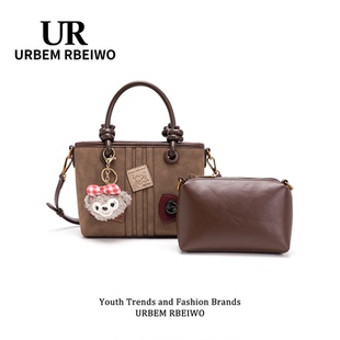 UR包包女秋冬复古美式麂皮绒托特包迷你小菜篮子包单肩斜挎子母包