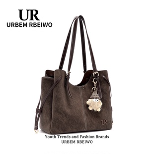UR包包女秋冬美式复古水桶包美拉德风大容量托特包手提单肩通勤包