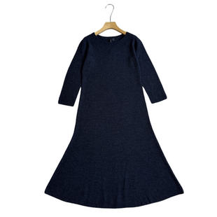 妞妞家春季新品女士TH圆领美利奴羊毛长款七分袖针织连衣裙8666