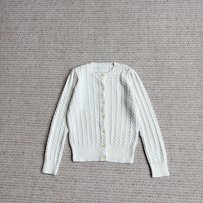 妞妞家秋季新品男女童装麻花经典圆领长袖针织开衫外套8631