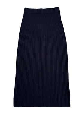 妞妞家秋季新品TH女士简约舒适坑条A字型羊毛针织长款半身裙6631