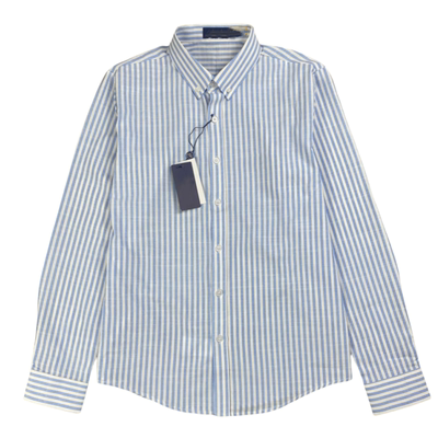 妞妞家春夏新品经典老钱风纯棉男女同款百搭条纹衬衫2249