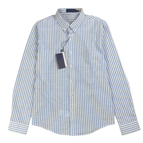 妞妞家春夏新品经典老钱风纯棉男女同款百搭条纹衬衫2249