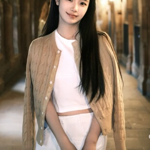 妞妞家老钱风绞花纯棉麻花针织开衫女圆领复古粗线毛衣外套宽8867