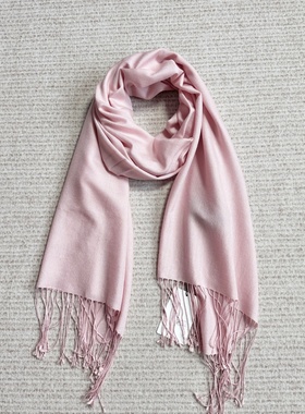 妞妞家秋季新品女士TH简约舒适羊毛百搭流苏针织围巾8295