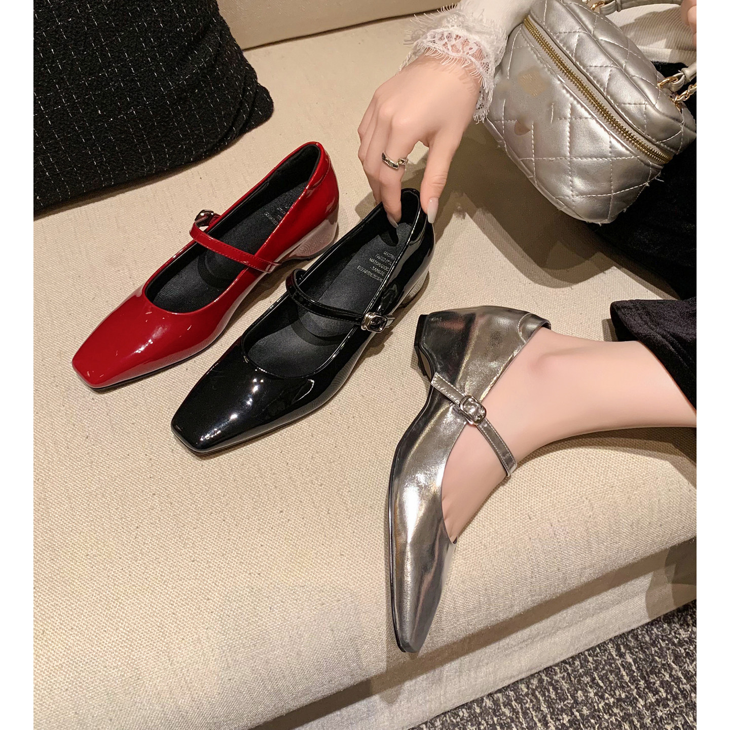 漆皮复古文艺通勤单鞋女2026新款一字扣浅口粗跟玛丽珍赫本小皮鞋,女鞋,棉鞋,淘宝优惠券,粉丝福利购,淘宝优惠卷