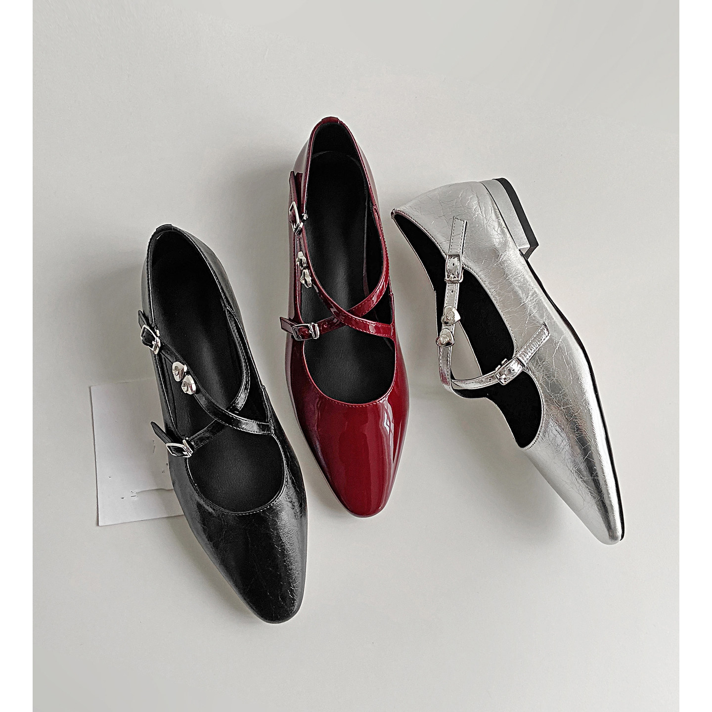 牛皮~法式复古交叉扣带平底鞋女浅口中跟单鞋尖头玛丽珍鞋芭蕾鞋,女鞋,玛丽珍鞋,淘宝优惠券,粉丝福利购,淘宝优惠卷