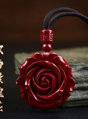 女款花开富贵玫瑰花双面吊坠紫金