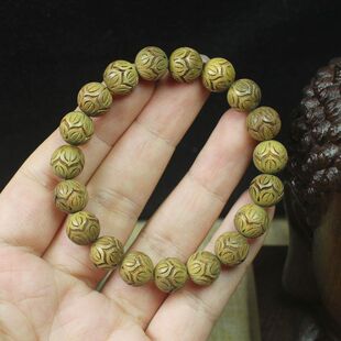 单圈原木 男女带绿檀木10步步生莲手串批百搭手链文艺清香念珠