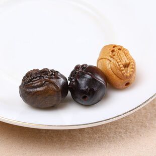 手串佛珠木雕配饰无相佛吊坠国风橄榄型沉香配件文玩diy散珠